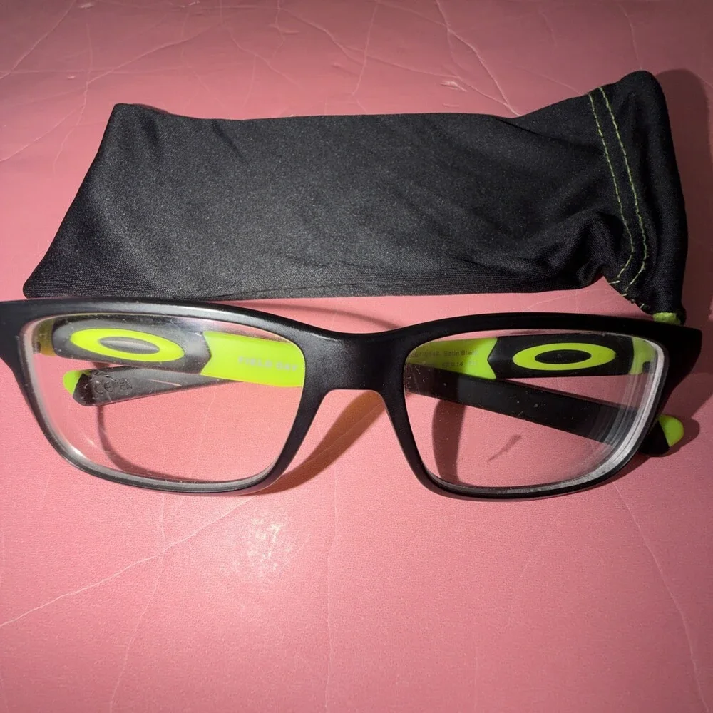 Oakley Field Day OY8007-0148 Satin Black GREEN Eyeglasses Frame+CASE 48-14-128